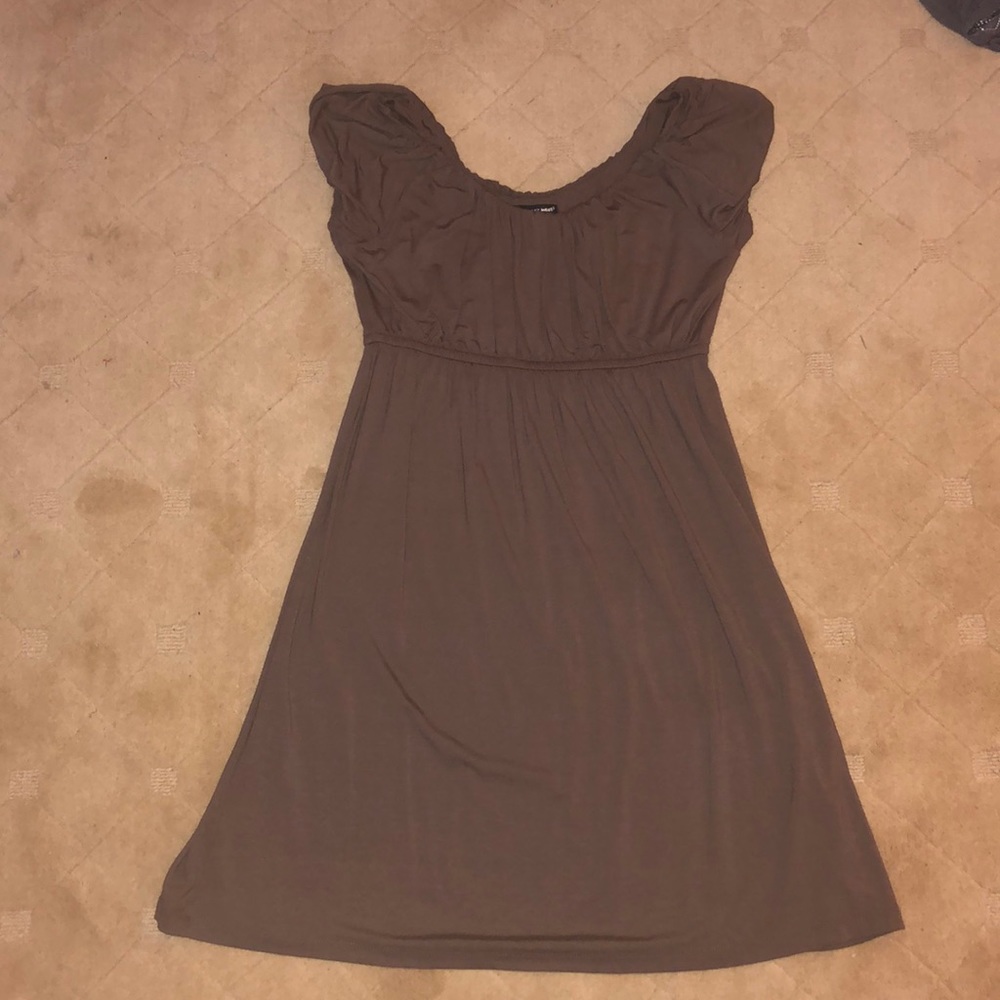 Brown Short Sleeved Casual Dress